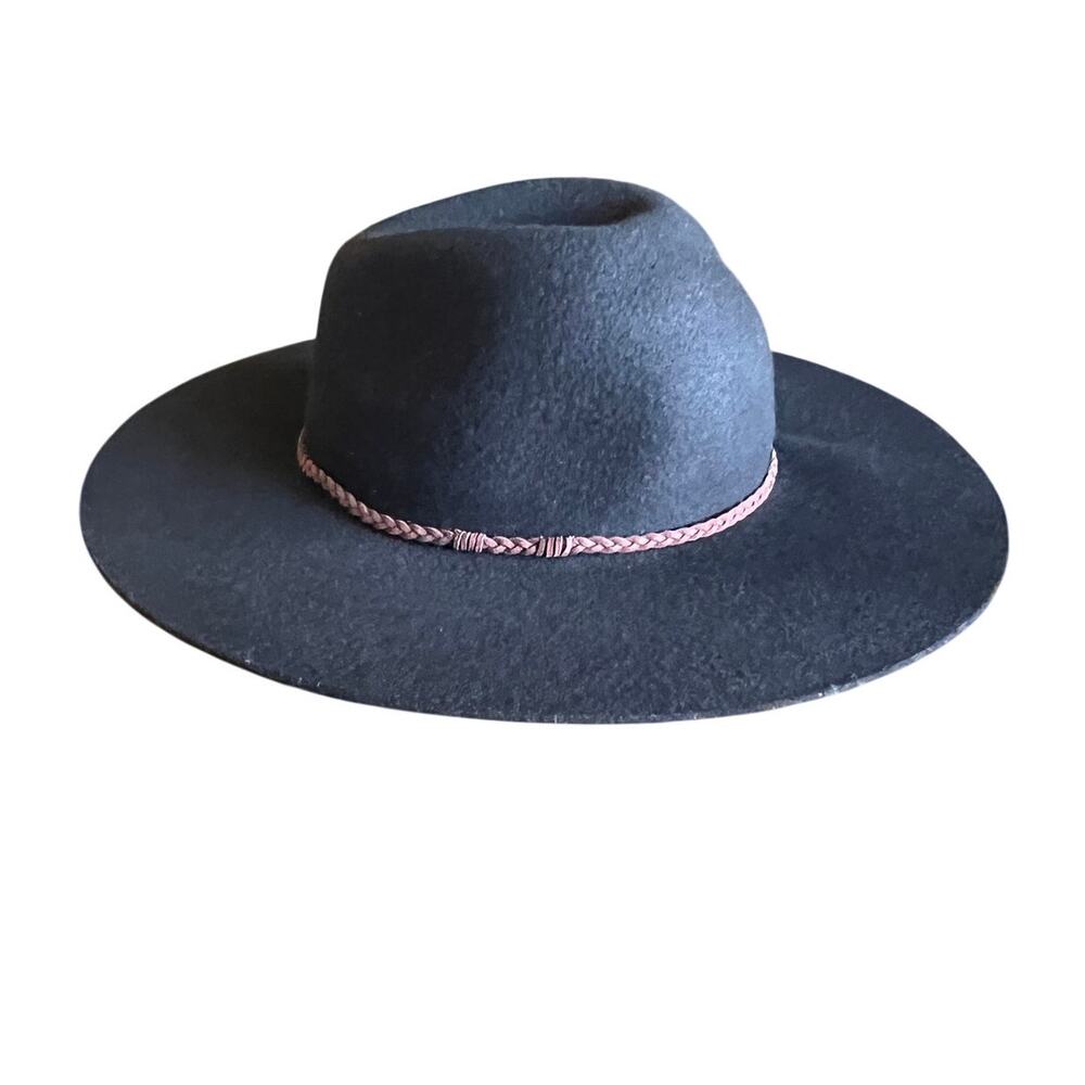 Vintage Something Special Wool Hat Wide Brim Fedora Rancher Braided Boho Black